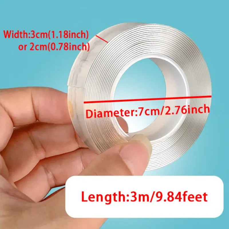Ultra-Strong Double-Sided Adhesive Tape, Transparent Nano Tape Multi-Purpose Sticky Pad for Easy Picture Hanging and Waterproof Wall Stickers, Multipurpose Removable Adhesive, Adhesive Tape for Bathroom Mirror