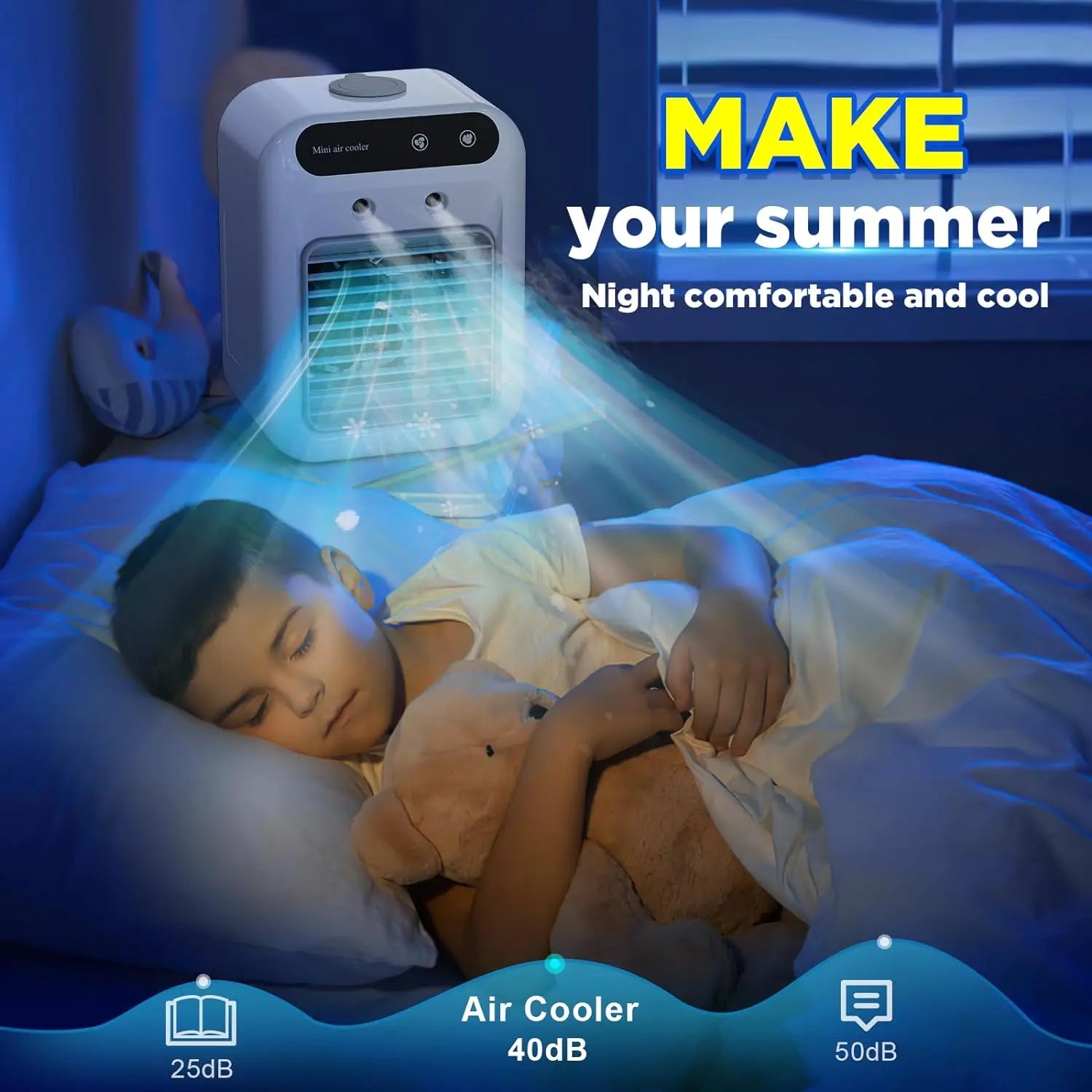 Dealsforyou 3-in-1 Portable Air Conditioner Fan with Dual Mist Speeds - Personal Evaporative Cooler for Bedroom, Office, and Camping, Featuring 1800mAh Battery and 500ml Water Tank (Not an AC Unit)