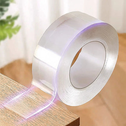 Ultra-Strong Double-Sided Adhesive Tape, Transparent Nano Tape Multi-Purpose Sticky Pad for Easy Picture Hanging and Waterproof Wall Stickers, Multipurpose Removable Adhesive, Adhesive Tape for Bathroom Mirror