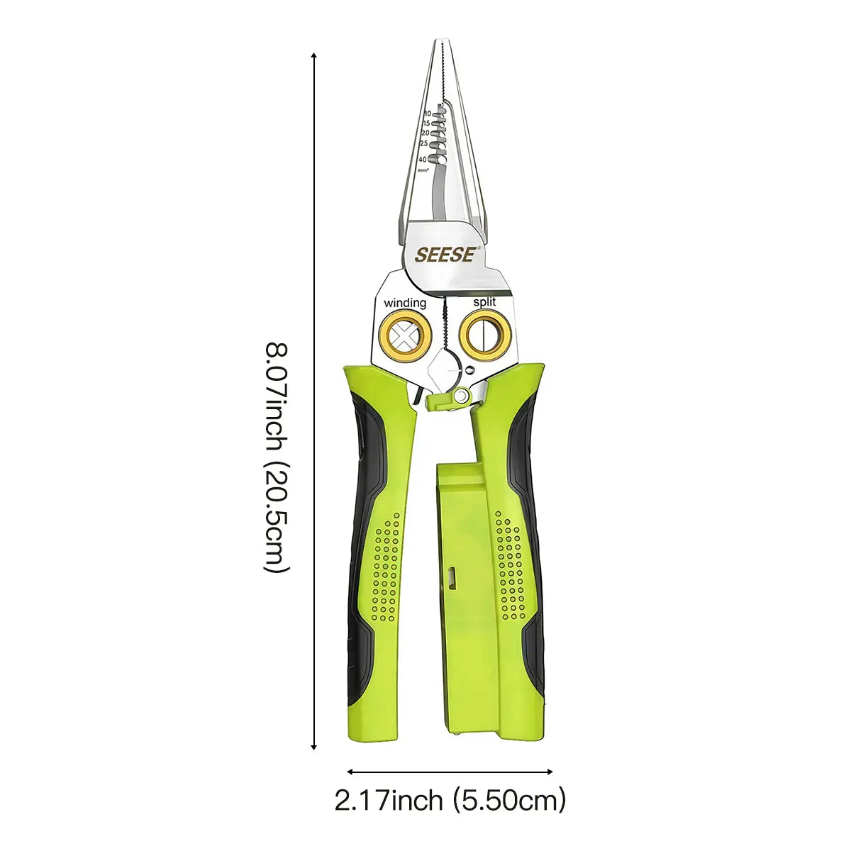 SEESE 8 in 1 Wire Stripper Twister for Cutting and Pulling Wires, Voltage Tester Pliers,Cable Scissors, 12V to 250V Live,Null,Hot Wire Judgment AC DC, Audible and Flashing LED Alarms