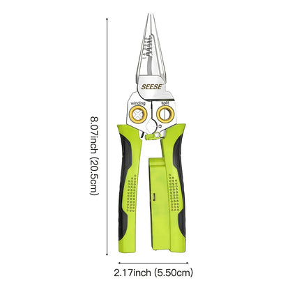 SEESE 8 in 1 Wire Stripper Twister for Cutting and Pulling Wires, Voltage Tester Pliers,Cable Scissors, 12V to 250V Live,Null,Hot Wire Judgment AC DC, Audible and Flashing LED Alarms