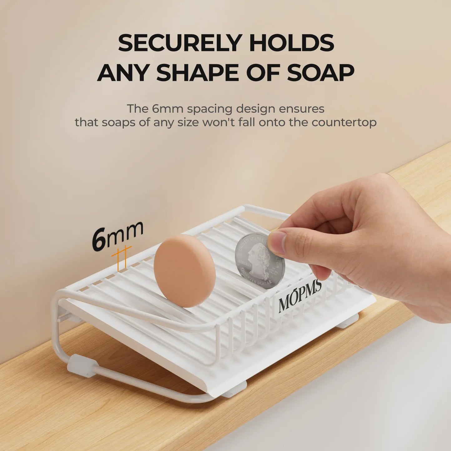 MOPMS Self-Draining Soap Dish Set, 2-Piece Carbon Steel Bar Soap Holder with Waterfall Design, Rustproof Soap Saver for Bathroom, Shower, Kitchen Sink, and Countertop