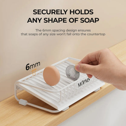 MOPMS Self-Draining Soap Dish Set, 2-Piece Carbon Steel Bar Soap Holder with Waterfall Design, Rustproof Soap Saver for Bathroom, Shower, Kitchen Sink, and Countertop
