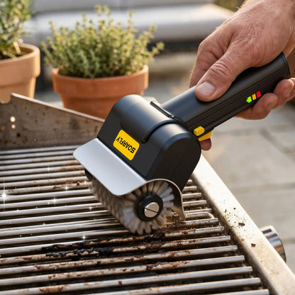 SOARFLY G9 Cordless Electric Grill Brush with 600RPM Motor, Safety Locks, and Two 304 Stainless Steel Brush Heads - Compact Design for Tight Spaces and Corners