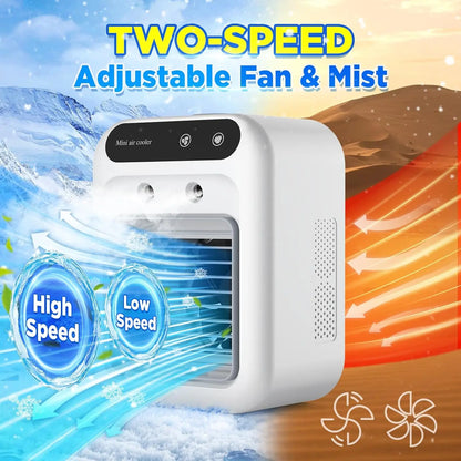 Dealsforyou 3-in-1 Portable Air Conditioner Fan with Dual Mist Speeds - Personal Evaporative Cooler for Bedroom, Office, and Camping, Featuring 1800mAh Battery and 500ml Water Tank (Not an AC Unit)