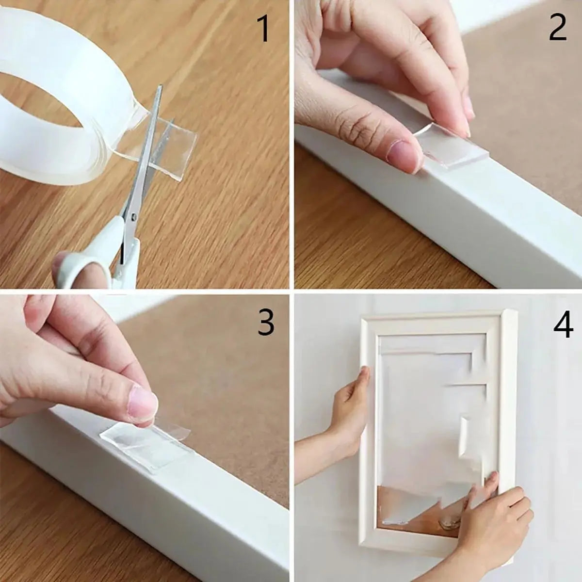 Ultra-Strong Double-Sided Adhesive Tape, Transparent Nano Tape Multi-Purpose Sticky Pad for Easy Picture Hanging and Waterproof Wall Stickers, Multipurpose Removable Adhesive, Adhesive Tape for Bathroom Mirror
