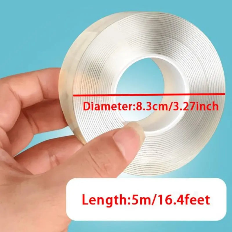 Ultra-Strong Double-Sided Adhesive Tape, Transparent Nano Tape Multi-Purpose Sticky Pad for Easy Picture Hanging and Waterproof Wall Stickers, Multipurpose Removable Adhesive, Adhesive Tape for Bathroom Mirror
