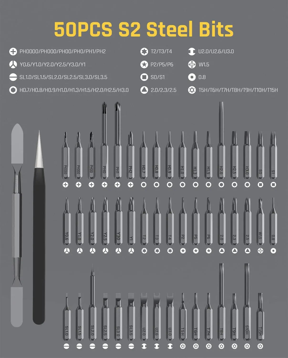 Fanttik E1 MAX 3.7V Mini Electric Screwdriver with 50-In-1 Magnetic Bit Set and Hex Magnetic Storage - Versatile Repair Tool for Phones, Cameras, Laptops, and 3D Printers