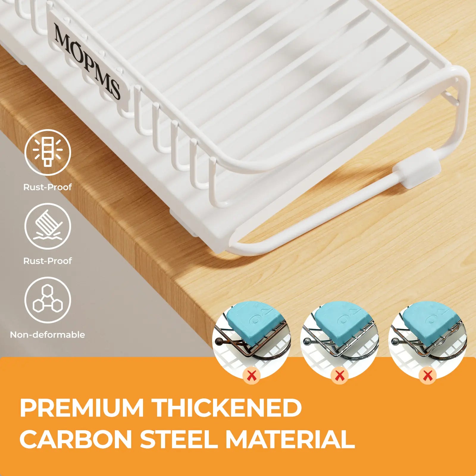 MOPMS Self-Draining Soap Dish Set, 2-Piece Carbon Steel Bar Soap Holder with Waterfall Design, Rustproof Soap Saver for Bathroom, Shower, Kitchen Sink, and Countertop